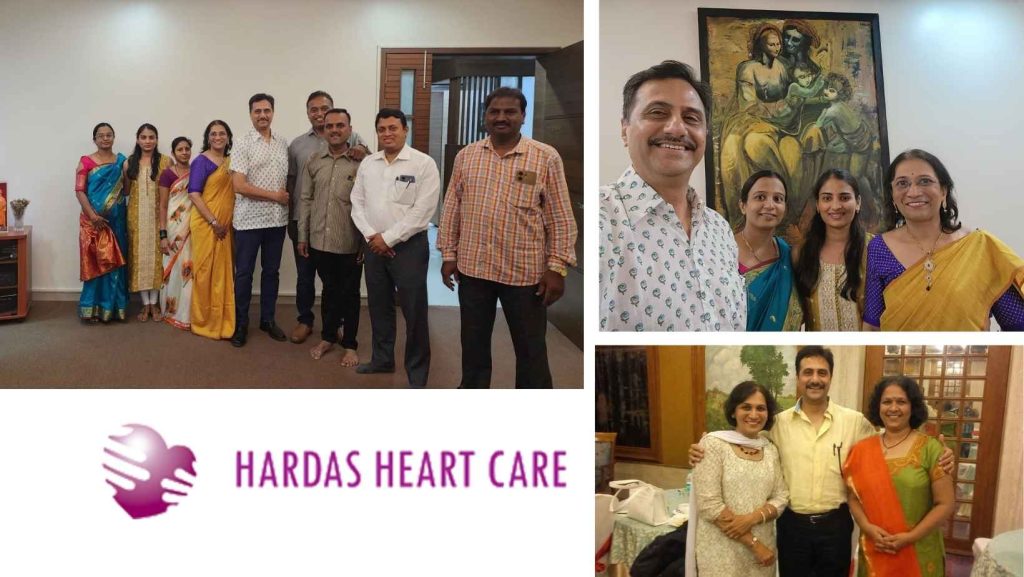 Collage image showing Dr. Suhas Hardas, Mrs. Vinita Dixit, and other team members smiling together at the Regional Passport Office, Pune, celebrating successful passport verification.