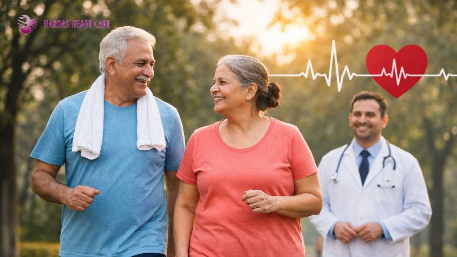 Senior couple walking for heart health under top cardiologist in Pune