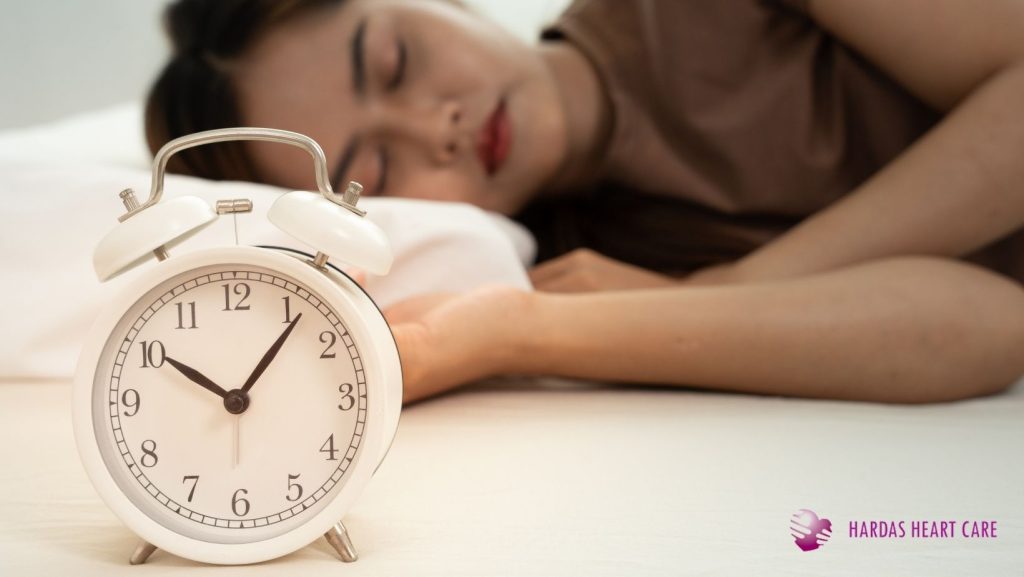 Healthy sleep and heart care concept with calm night background