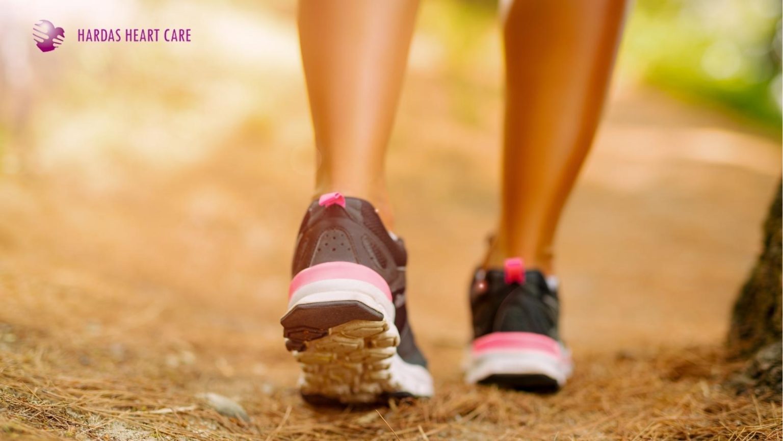 Person doing brisk walking outdoors for heart health fitness