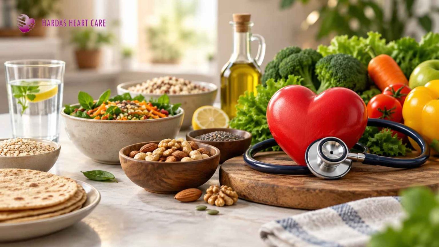 Heart and stethoscope representing a healthy heart and cardiovascular care